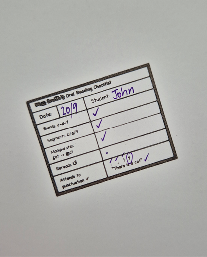 Reading Observation Checklist